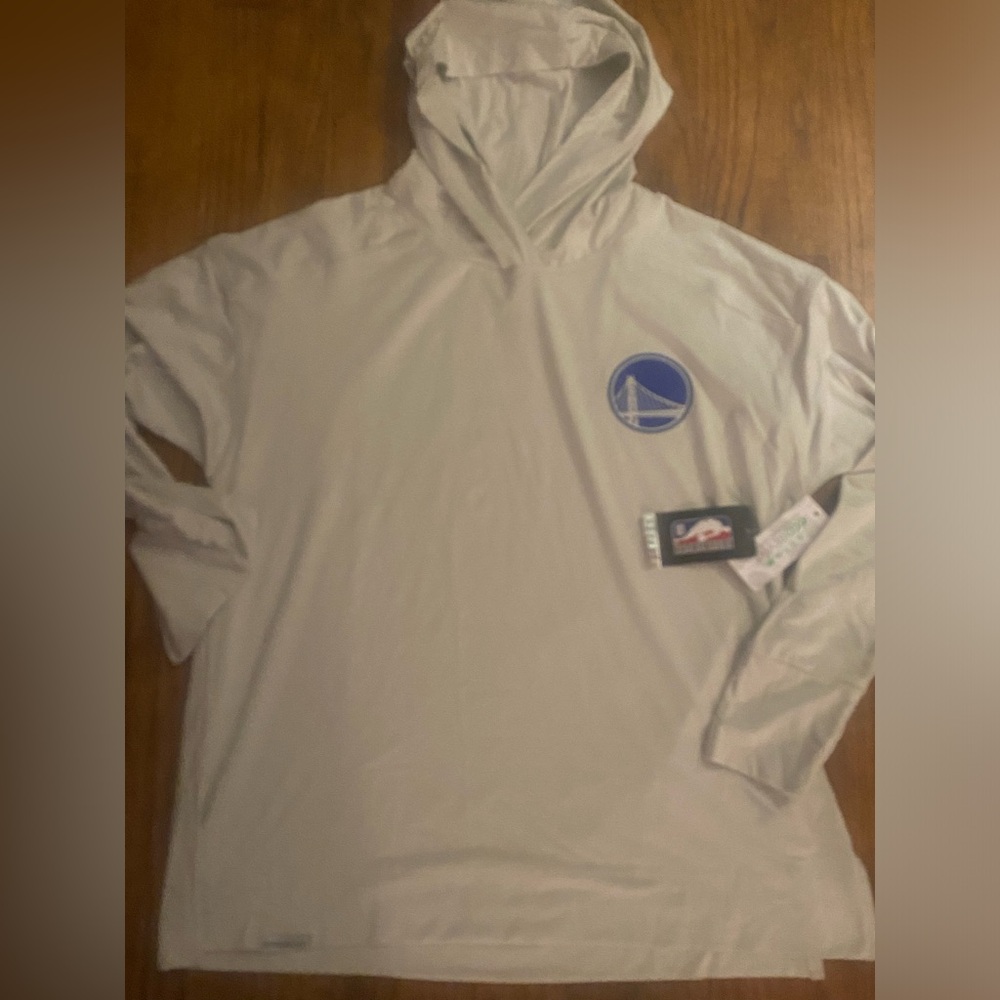 Golden State Warriors EcoRevive Gray T-shirt Hoodie with Logo womens size L-NWT
